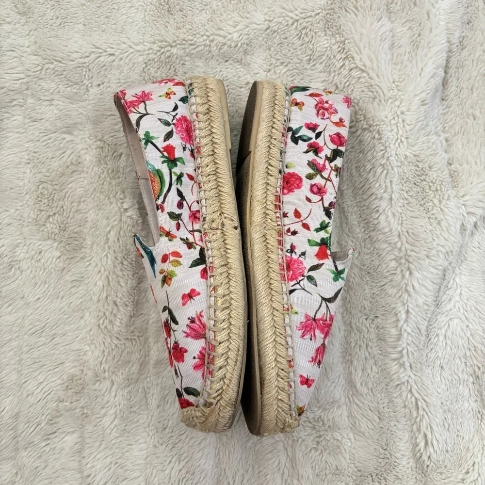 Rampage Women's Floral Bird Print Espadrilles Loafers Pink and Blue Size 9